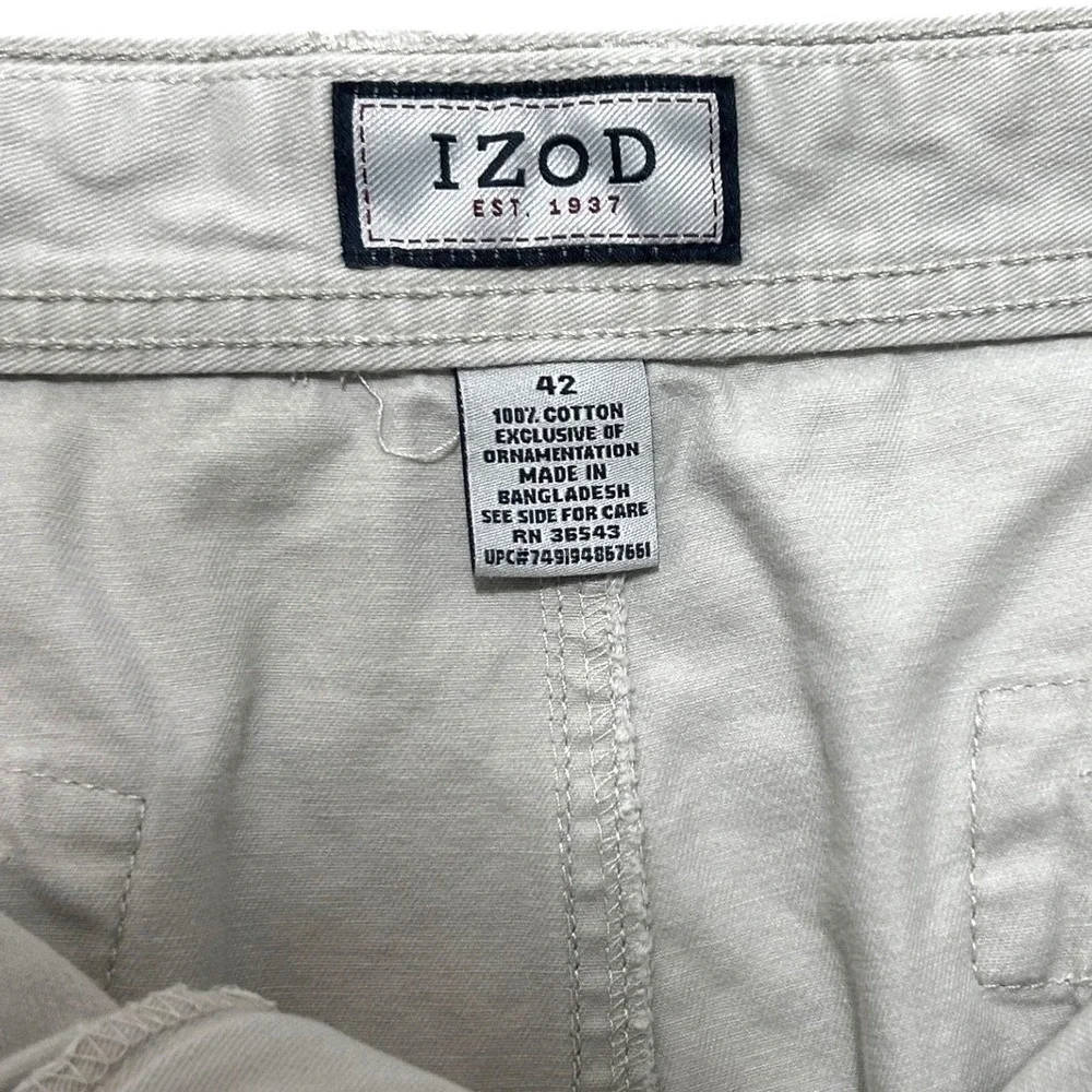 Izod Mens‎ Cargo Shorts 42 Beige Cotton Utility Hiking Outdoor Workwear
